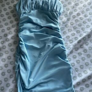 Princess Polly Strapless Ruched Sky Blue Dress